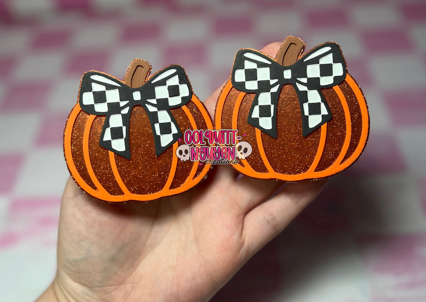 Checkered Bow Pumpkin Vent Clips
