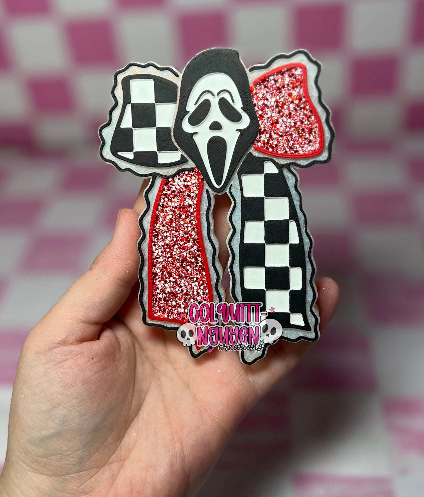 Checkered Ghostface Bow