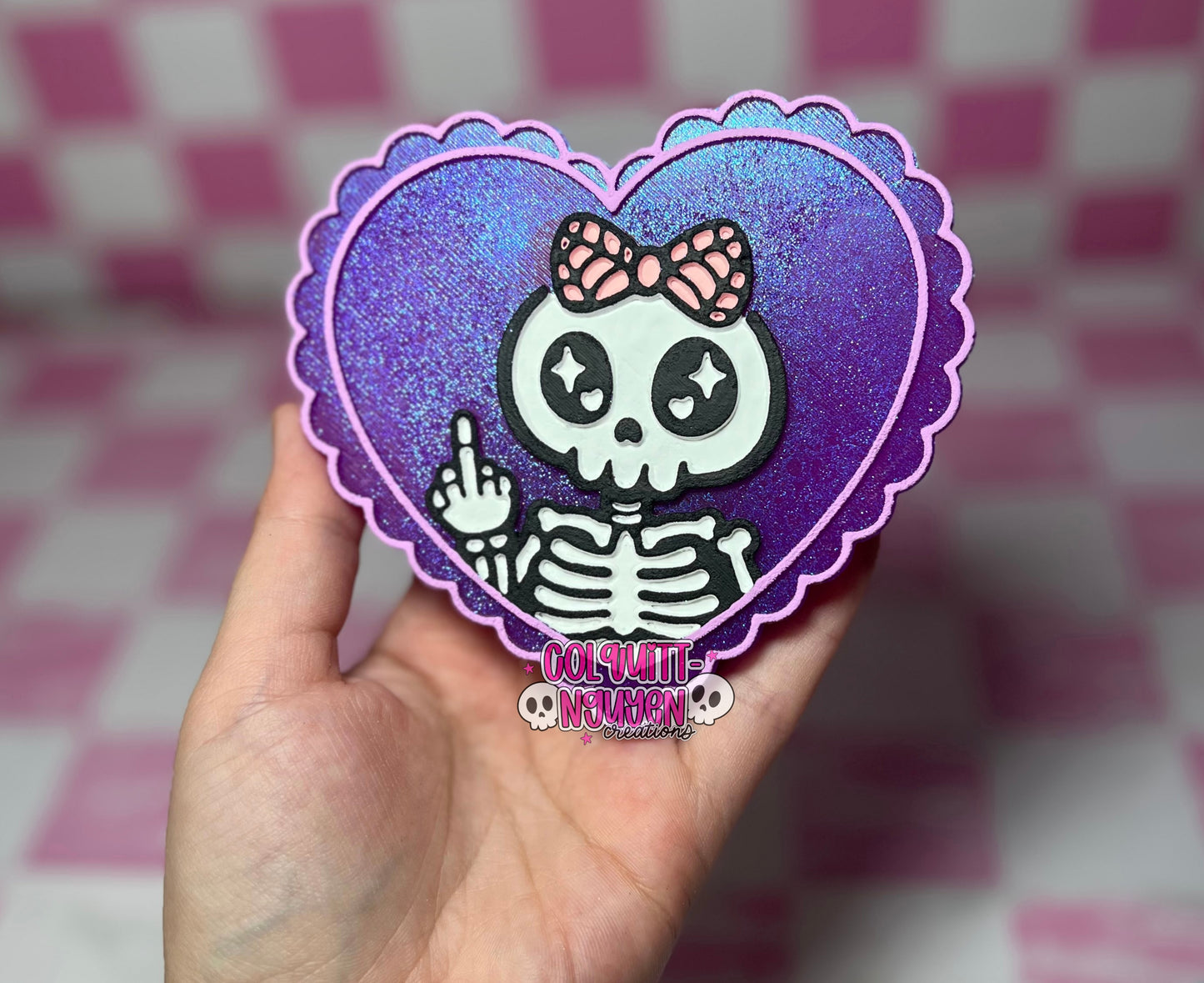 Middle Finger Skelly Heart