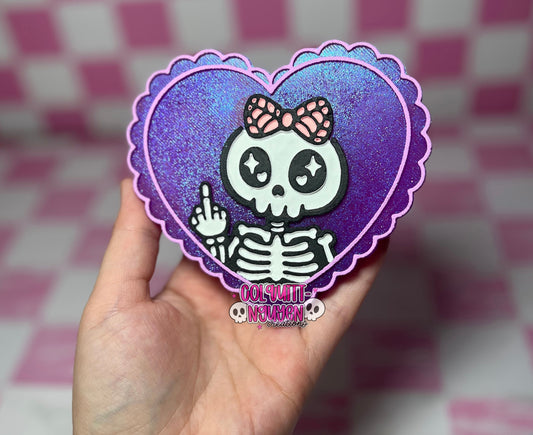 Middle Finger Skelly Heart