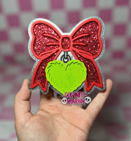 Green Heart Charm W Bow