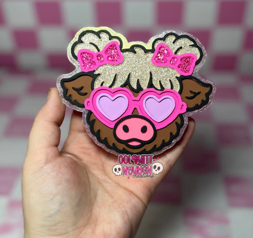 Heart Glasses Cow With Pig Tails