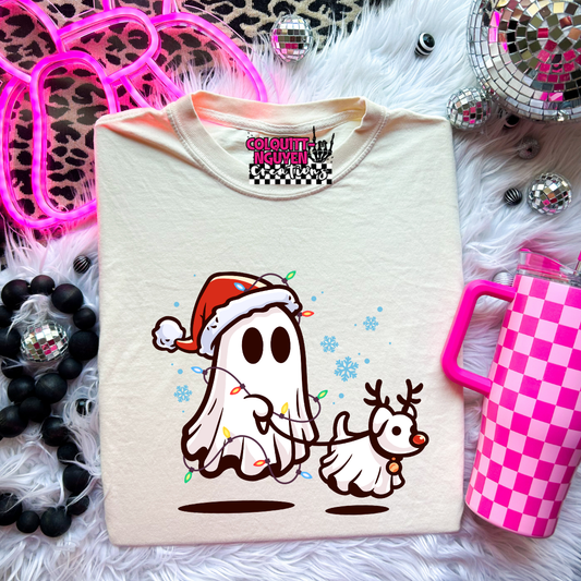 Christmas Ghost Walking Reindeer Dog