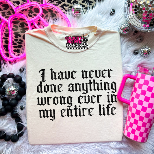 I Have Never Done Anything Wrong